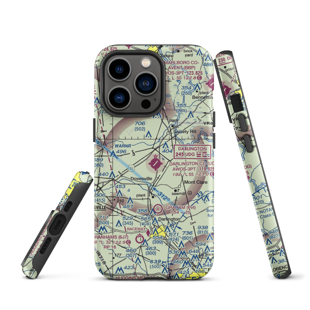Darlington County Airport (UDG) VFR Sectional  Tough iPhone Case iPhone 13 Pro model shown