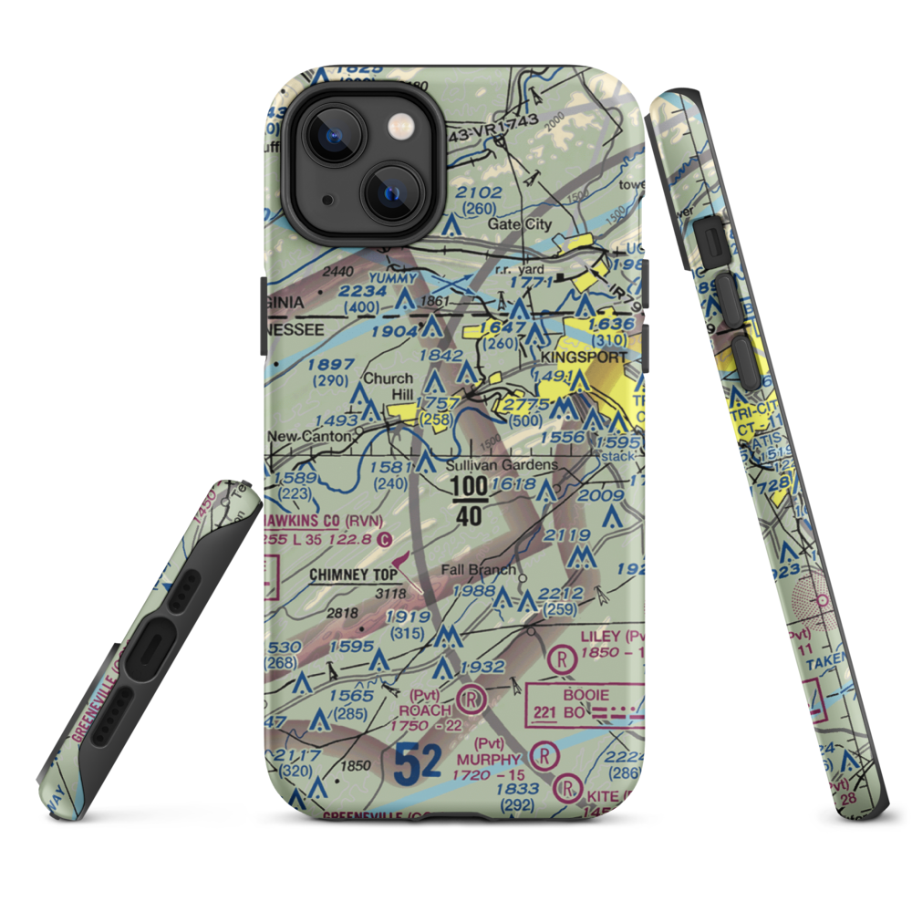 Darnell's Field (77TN) VFR Sectional  Tough iPhone Case iPhone 14 Plus model shown