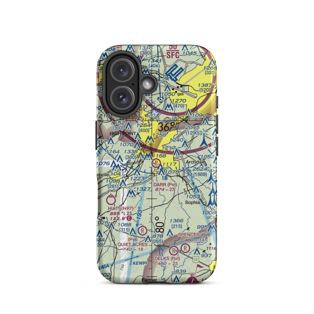 Darr Field (NC03) VFR Sectional  Tough iPhone Case iPhone 16 model shown