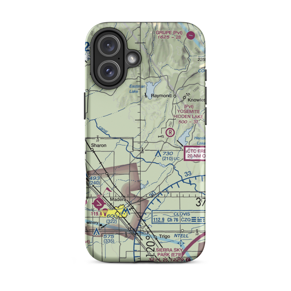 Daulton Airport (77CA) VFR Sectional  Tough iPhone Case iPhone 16 Plus model shown