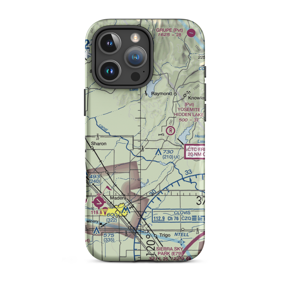 Daulton Airport (77CA) VFR Sectional  Tough iPhone Case iPhone 16 Pro Max model shown