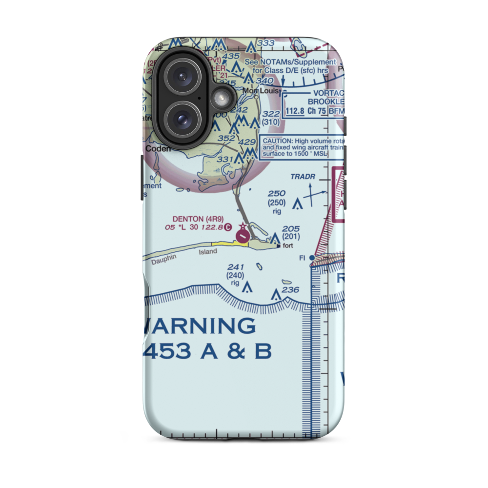 Dauphin Island Airport (4R9) VFR Sectional  Tough iPhone Case iPhone 16 Plus model shown