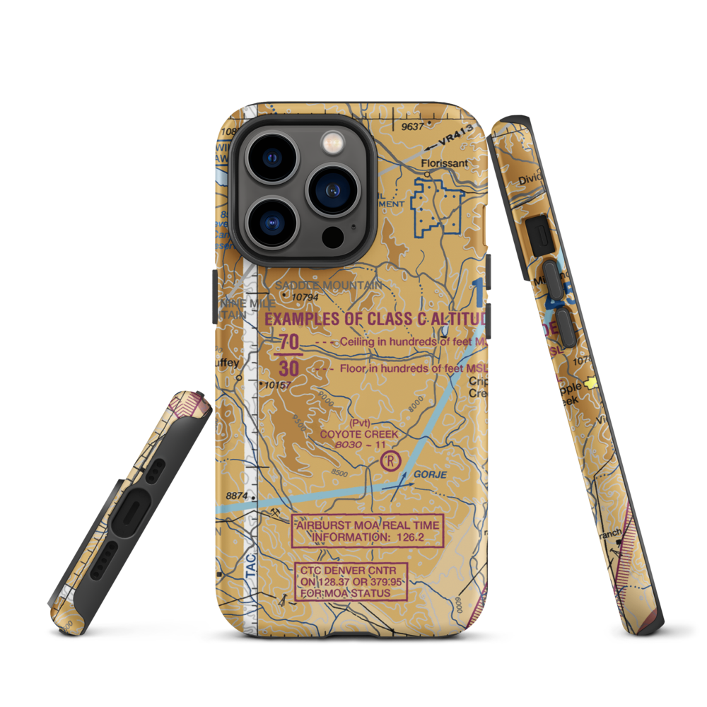 Dave Nash Ranch Airport (7CO1) VFR Sectional  Tough iPhone Case iPhone 13 Pro model shown