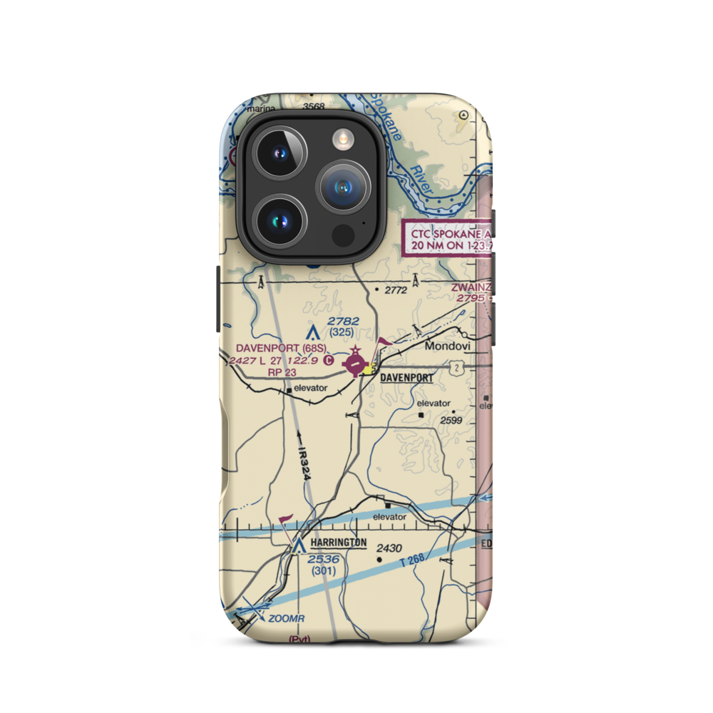 Davenport Airport (68S) VFR Sectional  Tough iPhone Case iPhone 16 Pro model shown