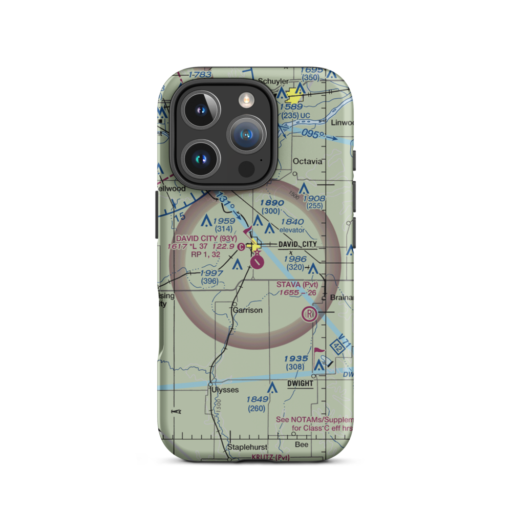 David City Municipal Airport (93Y) VFR Sectional  Tough iPhone Case iPhone 16 Pro model shown