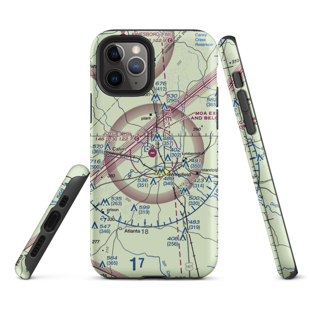 David G Joyce Airport (0R5) VFR Sectional  Tough iPhone Case iPhone 11 Pro model shown