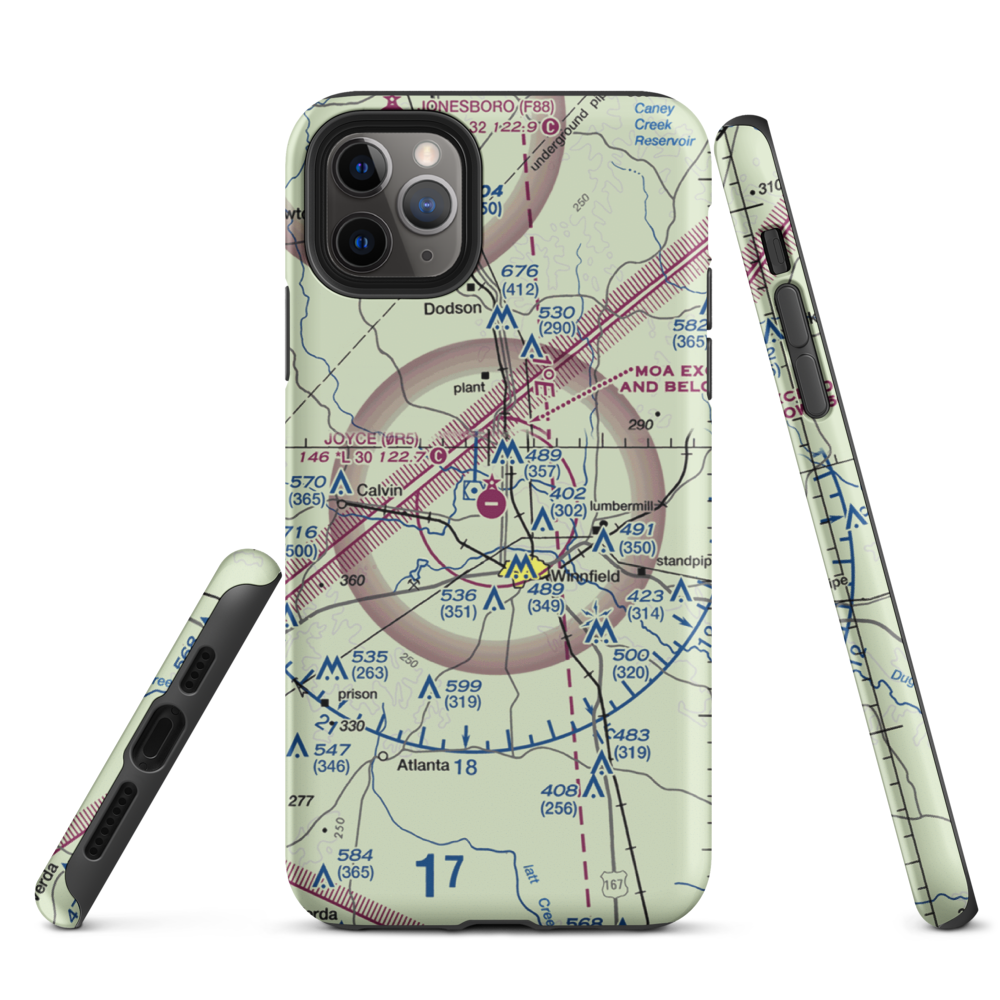 David G Joyce Airport (0R5) VFR Sectional  Tough iPhone Case iPhone 11 Pro Max model shown