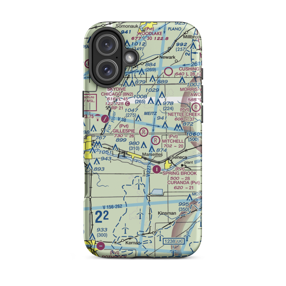 David Gillespie Airport (69IL) VFR Sectional  Tough iPhone Case iPhone 16 Plus model shown