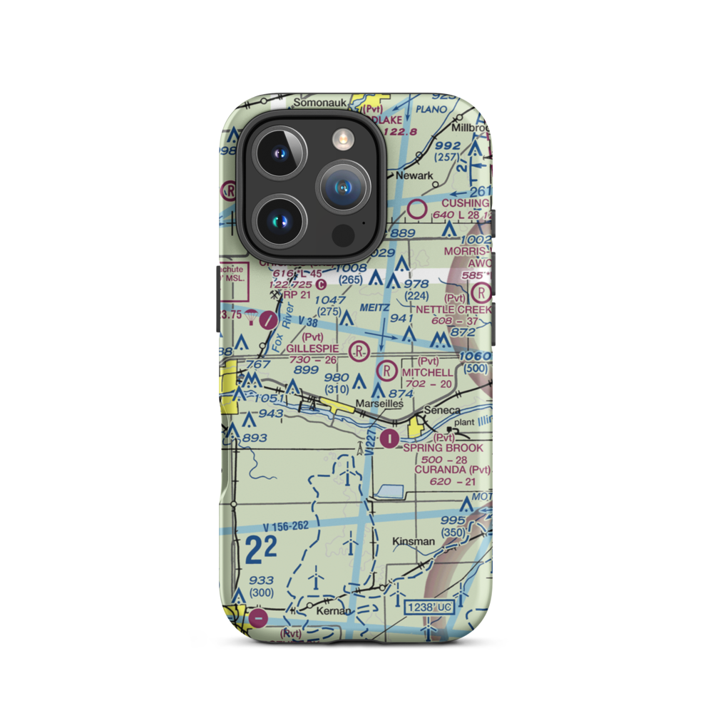 David Gillespie Airport (69IL) VFR Sectional  Tough iPhone Case iPhone 16 Pro model shown
