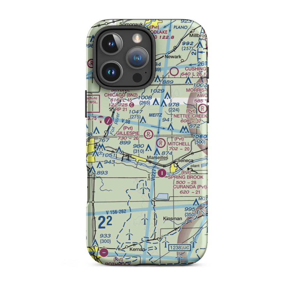 David Gillespie Airport (69IL) VFR Sectional  Tough iPhone Case iPhone 16 Pro Max model shown