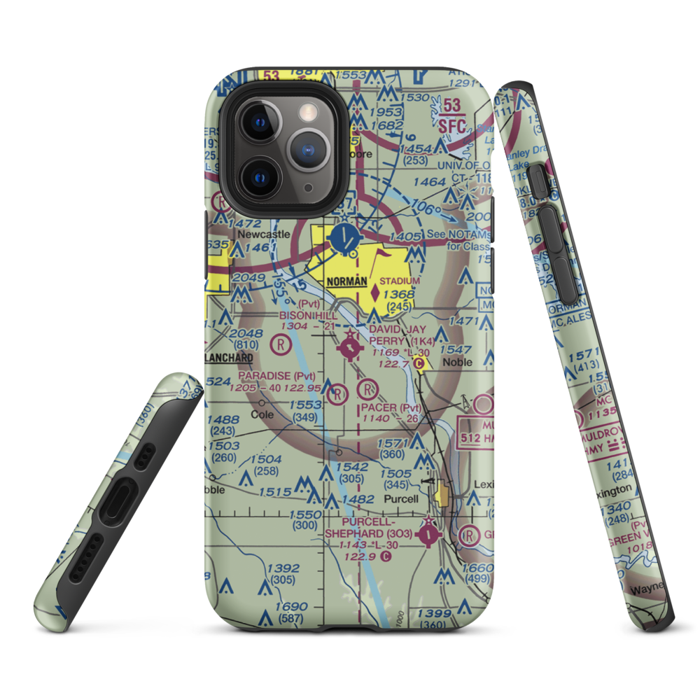 David Jay Perry Airport (1K4) VFR Sectional  Tough iPhone Case iPhone 11 Pro model shown