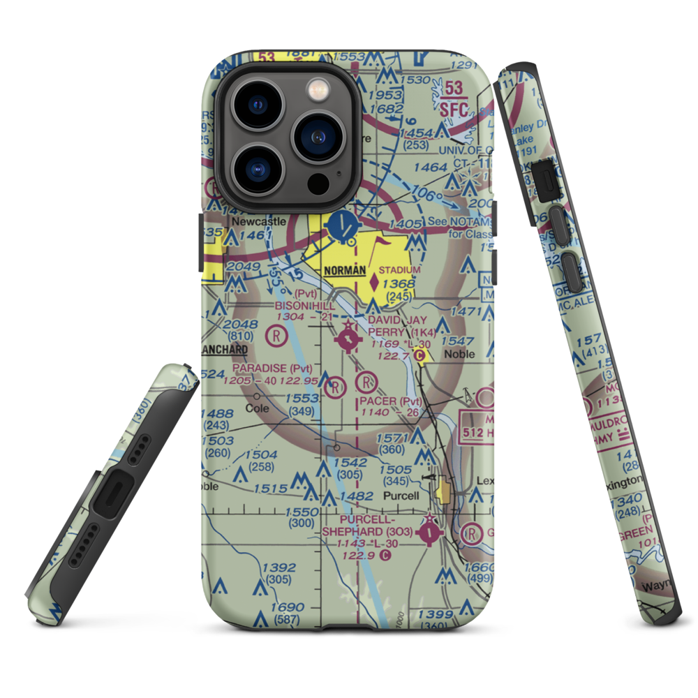 David Jay Perry Airport (1K4) VFR Sectional  Tough iPhone Case iPhone 13 Pro Max model shown