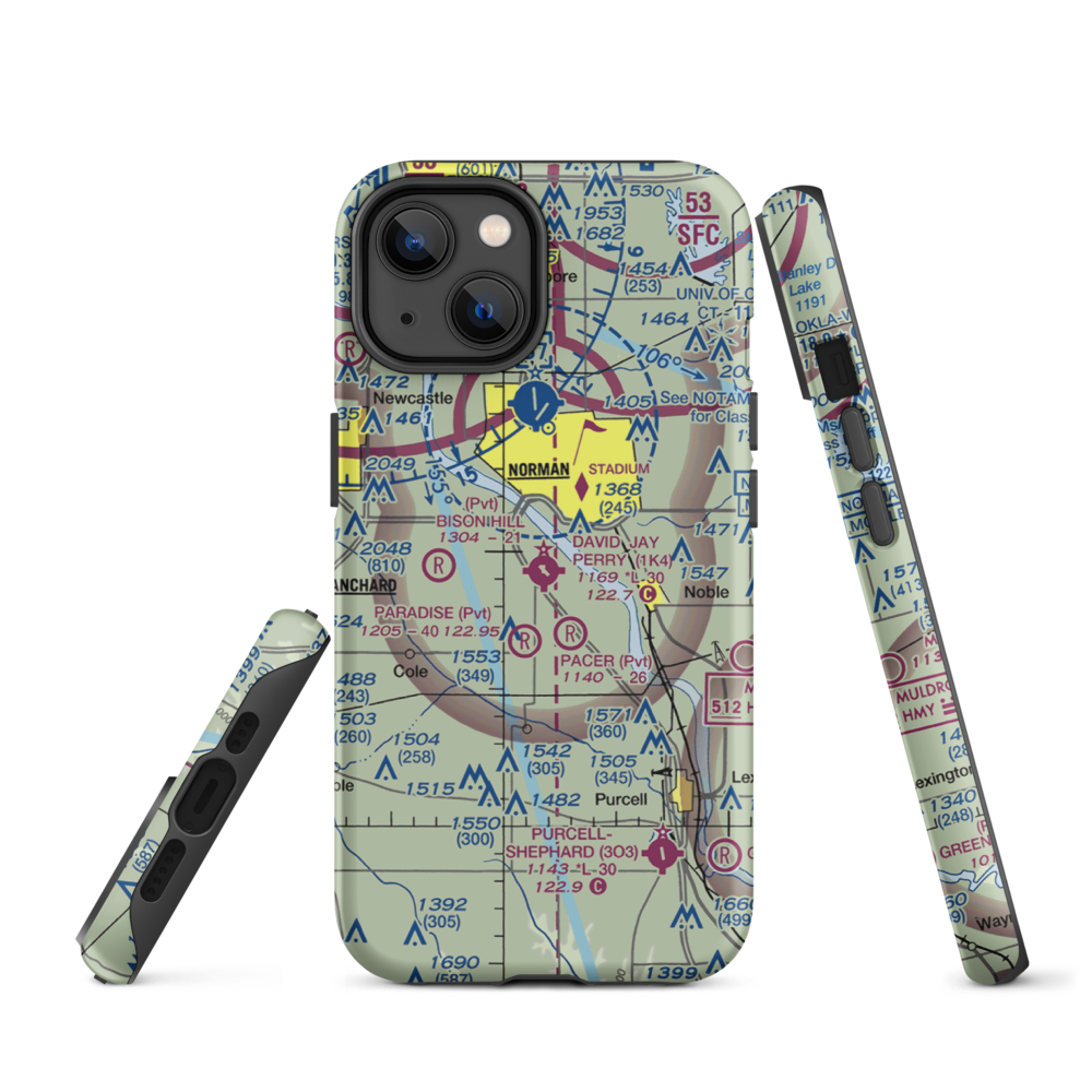 David Jay Perry Airport (1K4) VFR Sectional  Tough iPhone Case iPhone 14 model shown