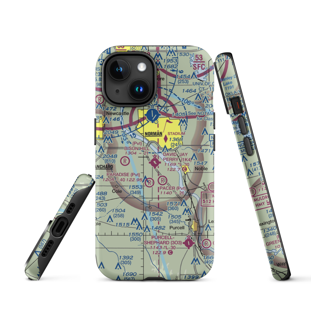 David Jay Perry Airport (1K4) VFR Sectional  Tough iPhone Case iPhone 15 model shown