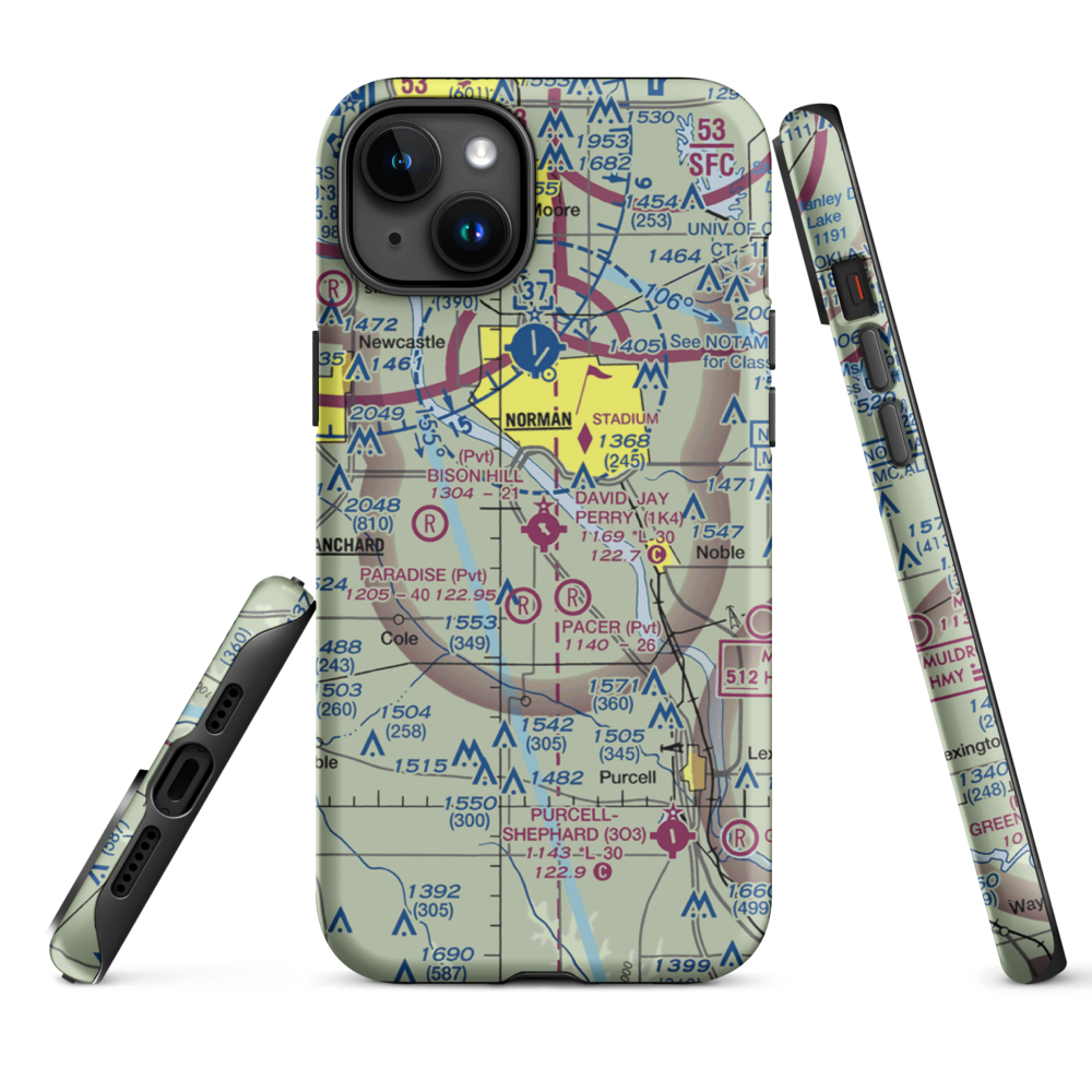 David Jay Perry Airport (1K4) VFR Sectional  Tough iPhone Case iPhone 15 Plus model shown