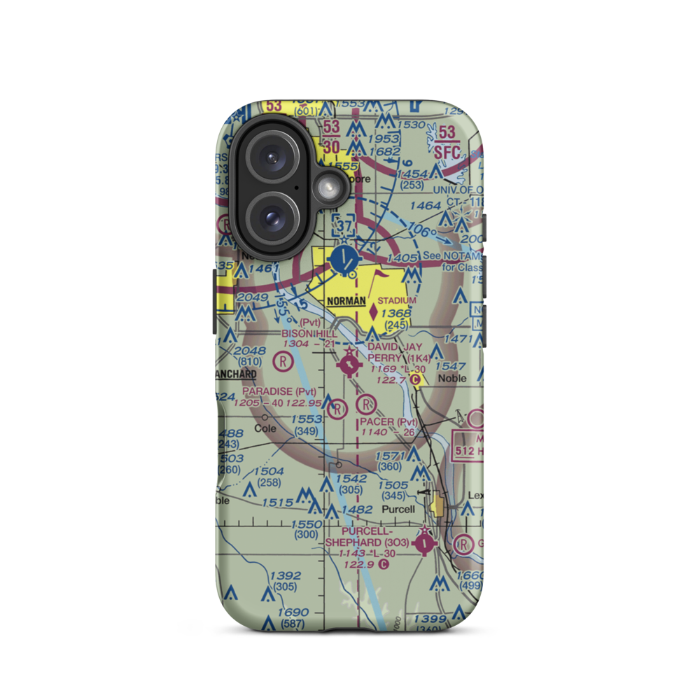 David Jay Perry Airport (1K4) VFR Sectional  Tough iPhone Case iPhone 16 model shown
