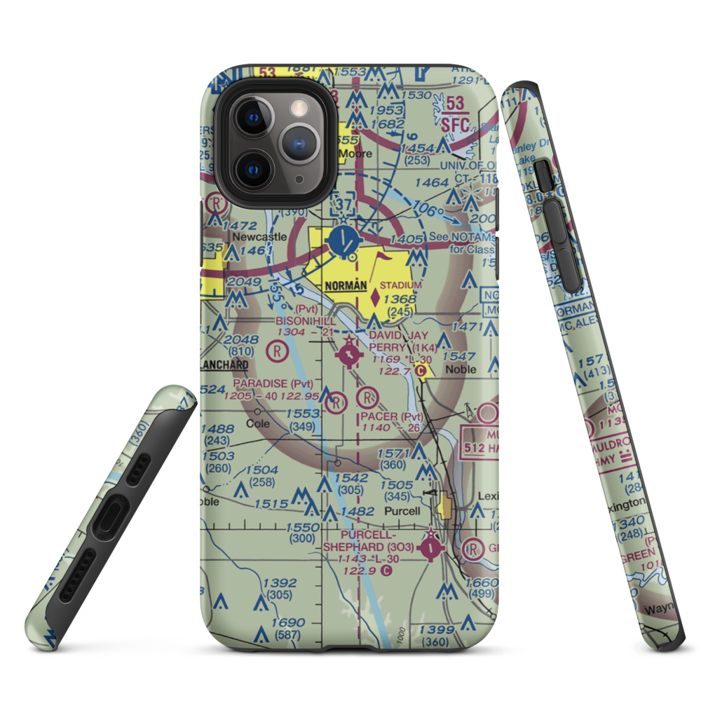 David Jay Perry Airport (1K4) VFR Sectional  Tough iPhone Case iPhone 11 Pro Max model shown