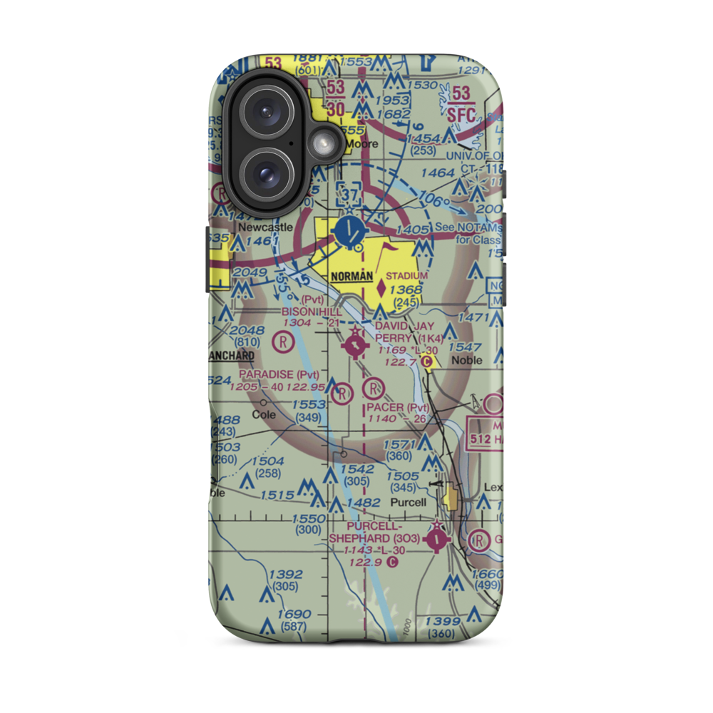 David Jay Perry Airport (1K4) VFR Sectional  Tough iPhone Case iPhone 16 Plus model shown
