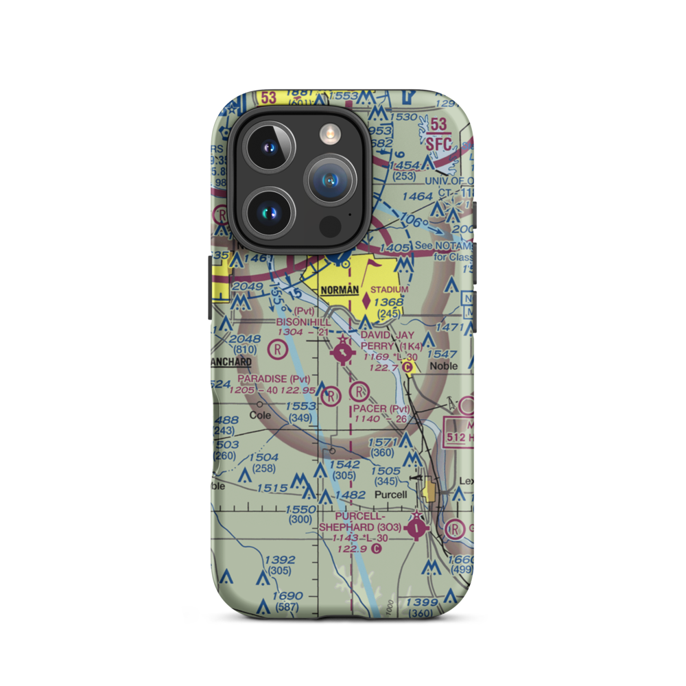 David Jay Perry Airport (1K4) VFR Sectional  Tough iPhone Case iPhone 16 Pro model shown