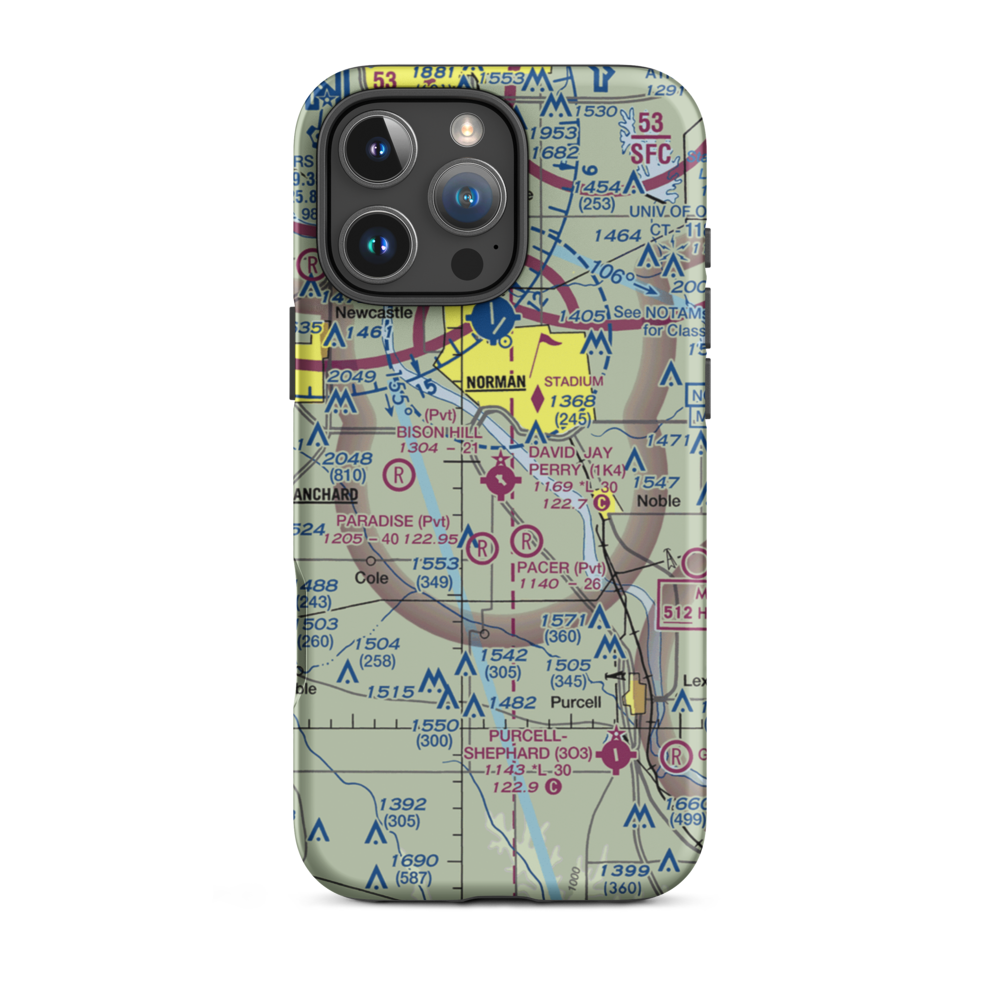 David Jay Perry Airport (1K4) VFR Sectional  Tough iPhone Case iPhone 16 Pro Max model shown