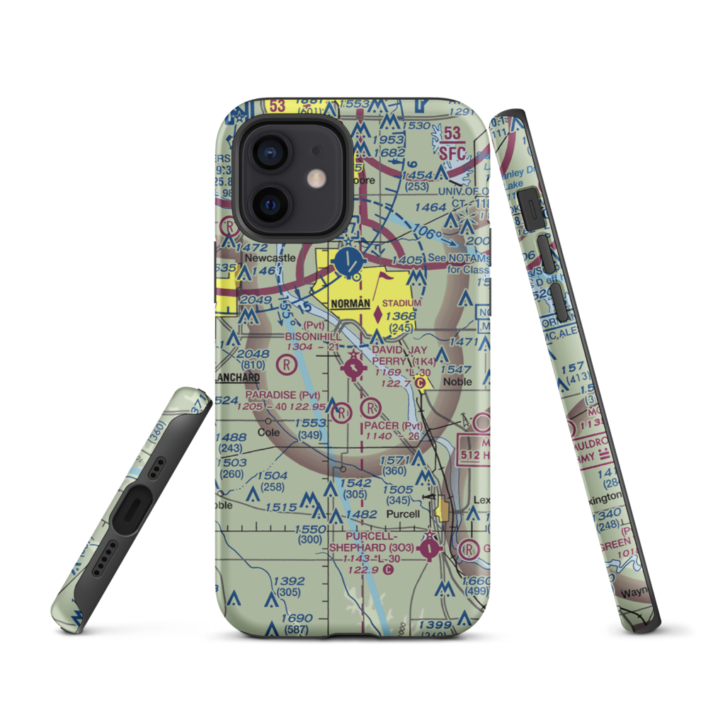 David Jay Perry Airport (1K4) VFR Sectional  Tough iPhone Case iPhone 12 model shown