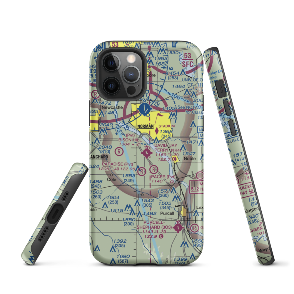 David Jay Perry Airport (1K4) VFR Sectional  Tough iPhone Case iPhone 12 Pro model shown