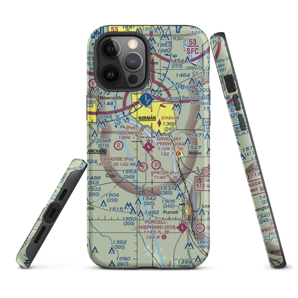 David Jay Perry Airport (1K4) VFR Sectional  Tough iPhone Case iPhone 12 Pro Max model shown