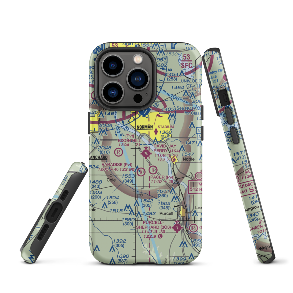 David Jay Perry Airport (1K4) VFR Sectional  Tough iPhone Case iPhone 13 Pro model shown