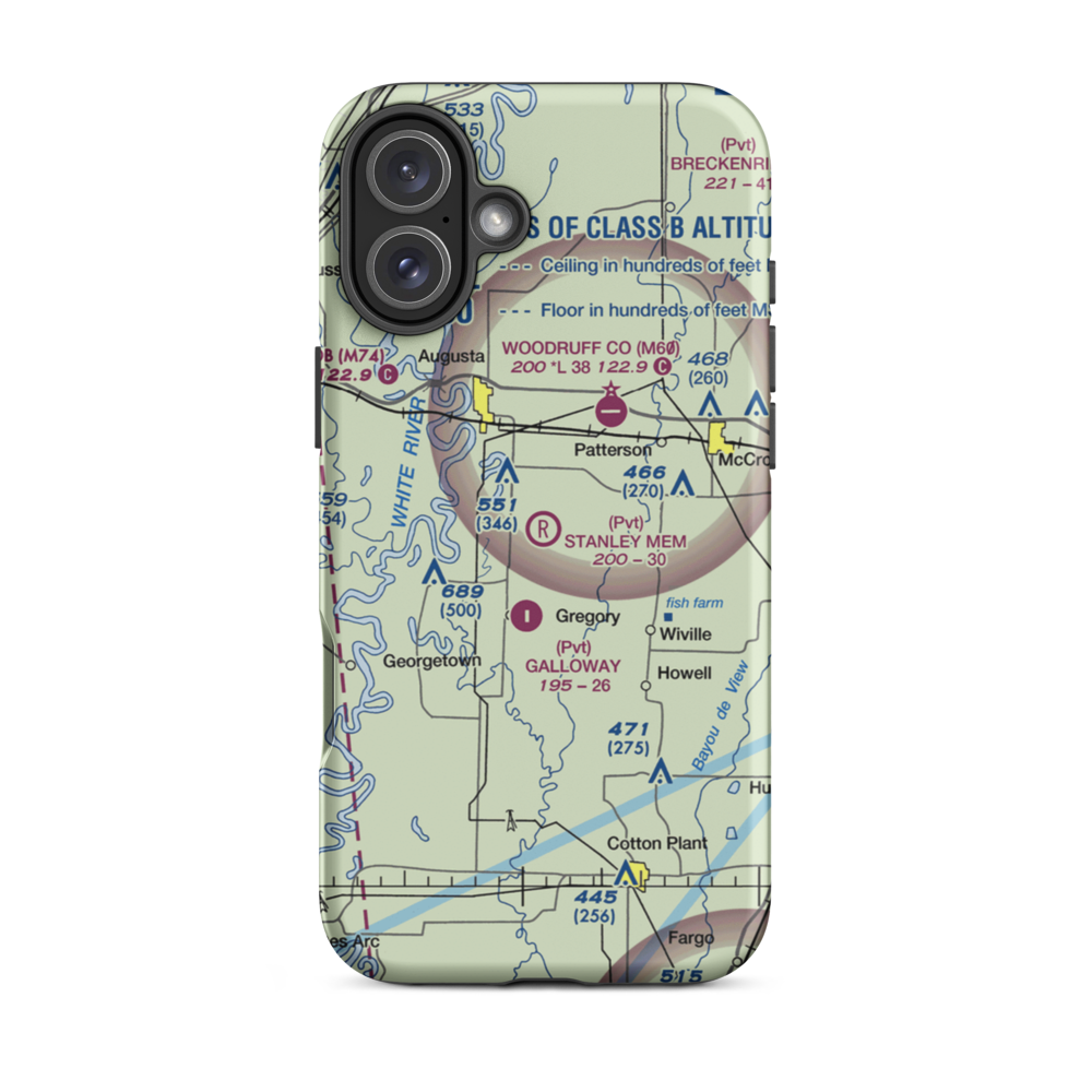 David Stanley Memorial Airport (36AR) VFR Sectional  Tough iPhone Case iPhone 16 Plus model shown