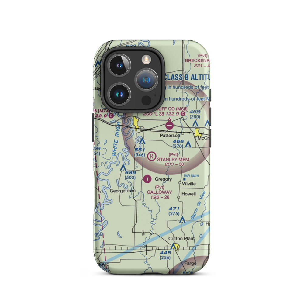David Stanley Memorial Airport (36AR) VFR Sectional  Tough iPhone Case iPhone 16 Pro model shown