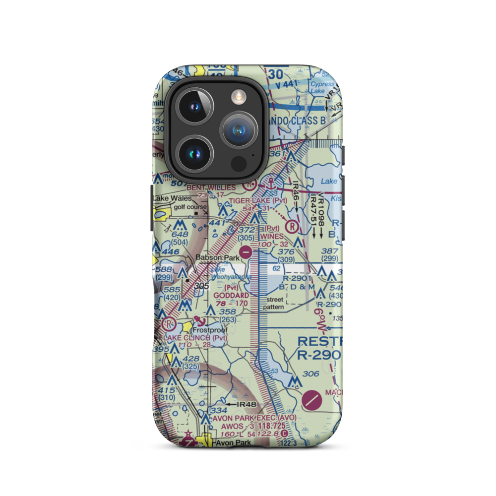 David Wine's Airstrip (62FL) VFR Sectional  Tough iPhone Case iPhone 16 Pro model shown