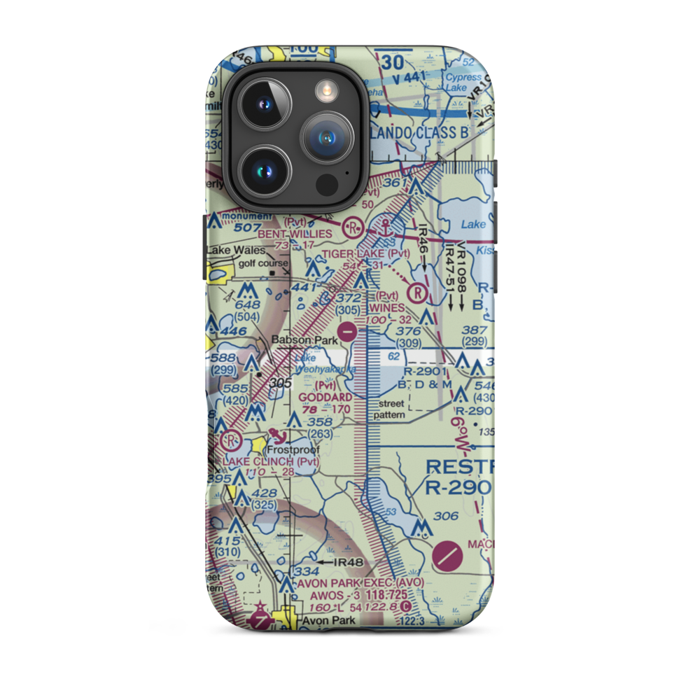 David Wine's Airstrip (62FL) VFR Sectional  Tough iPhone Case iPhone 16 Pro Max model shown
