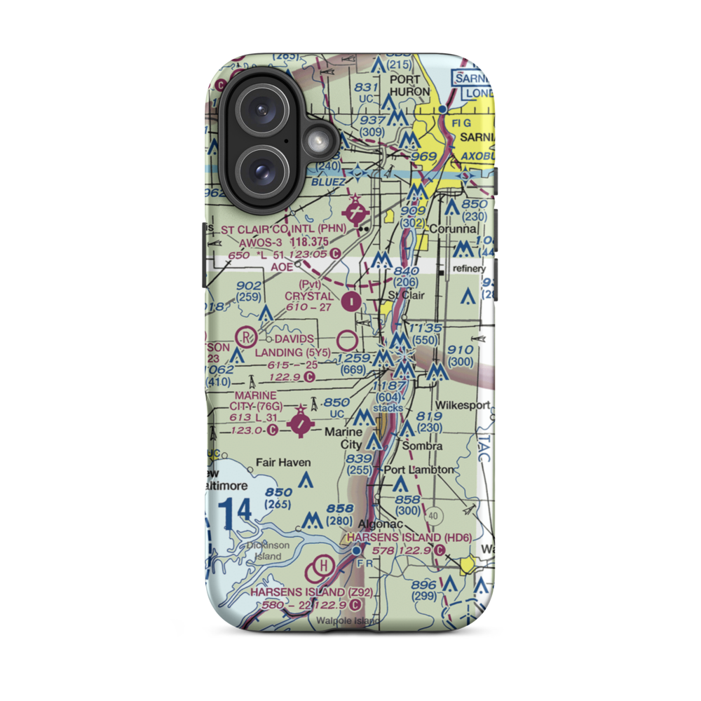 David's Landing Airport (5Y5) VFR Sectional  Tough iPhone Case iPhone 16 Plus model shown
