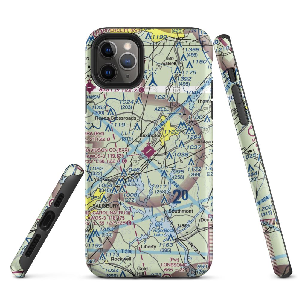 Davidson County Airport (EXX) VFR Sectional  Tough iPhone Case iPhone 11 Pro Max model shown