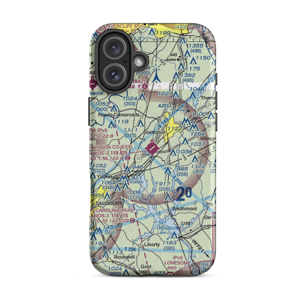 Davidson County Airport (EXX) VFR Sectional  Tough iPhone Case iPhone 16 Plus model shown