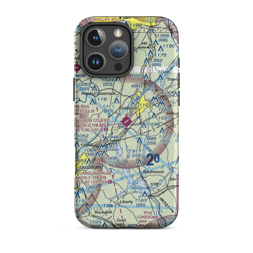 Davidson County Airport (EXX) VFR Sectional  Tough iPhone Case iPhone 16 Pro Max model shown