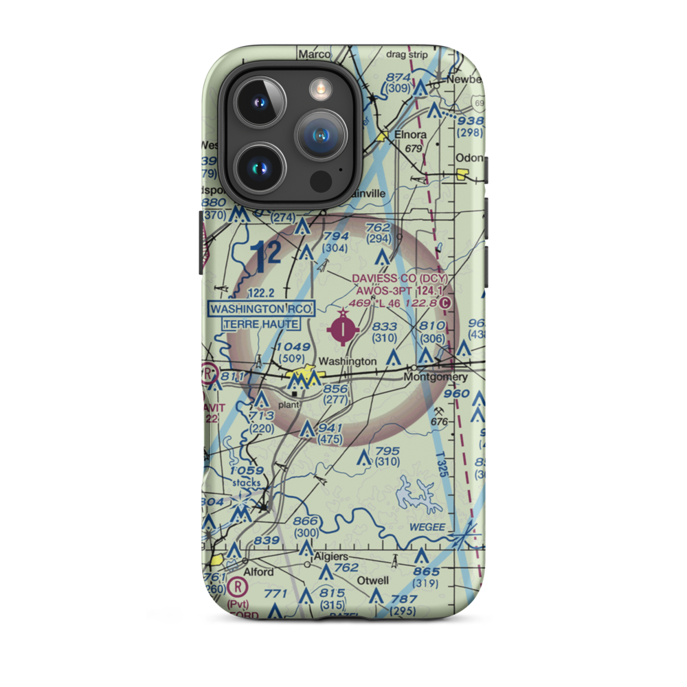 Daviess County Airport (DCY) VFR Sectional  Tough iPhone Case iPhone 16 Pro Max model shown