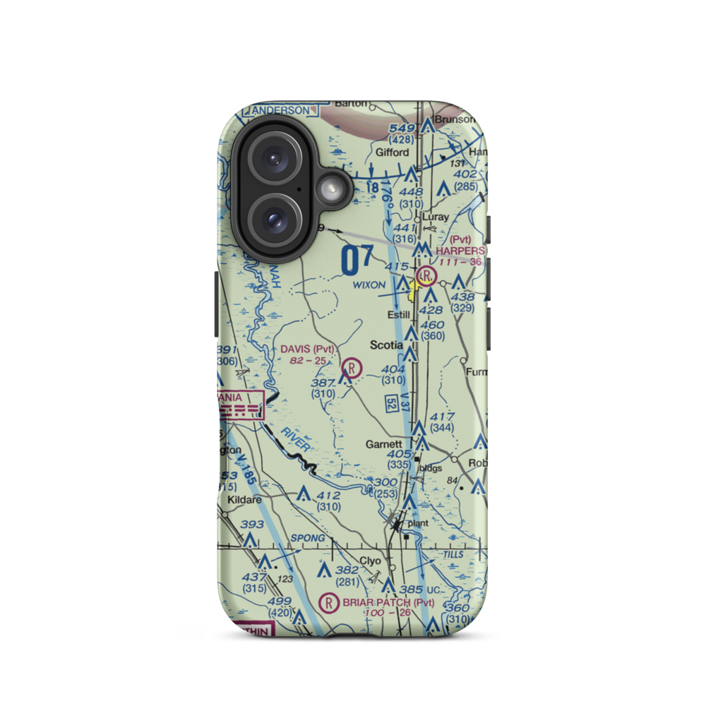 Davis Airport (SC12) VFR Sectional  Tough iPhone Case iPhone 16 model shown
