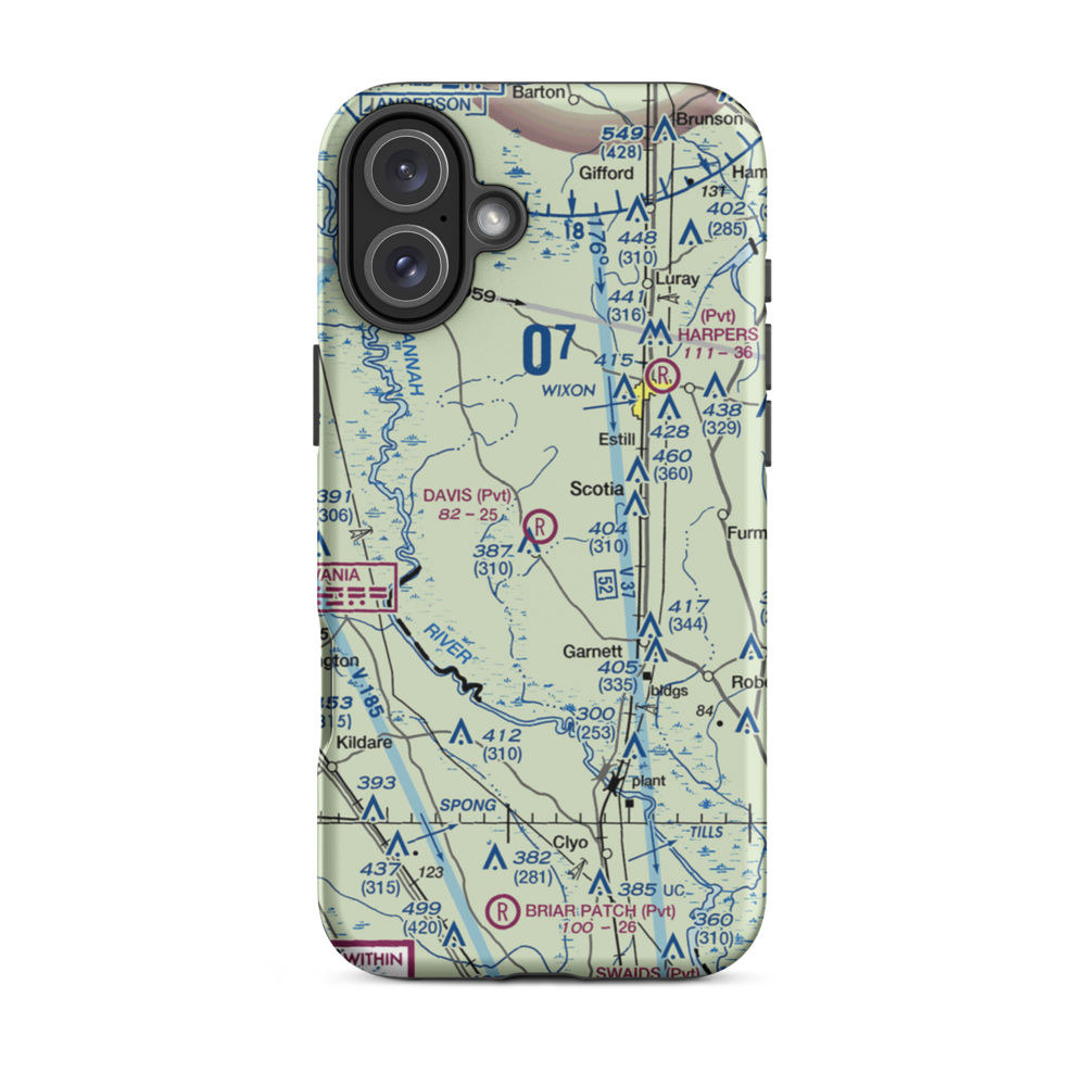 Davis Airport (SC12) VFR Sectional  Tough iPhone Case iPhone 16 Plus model shown