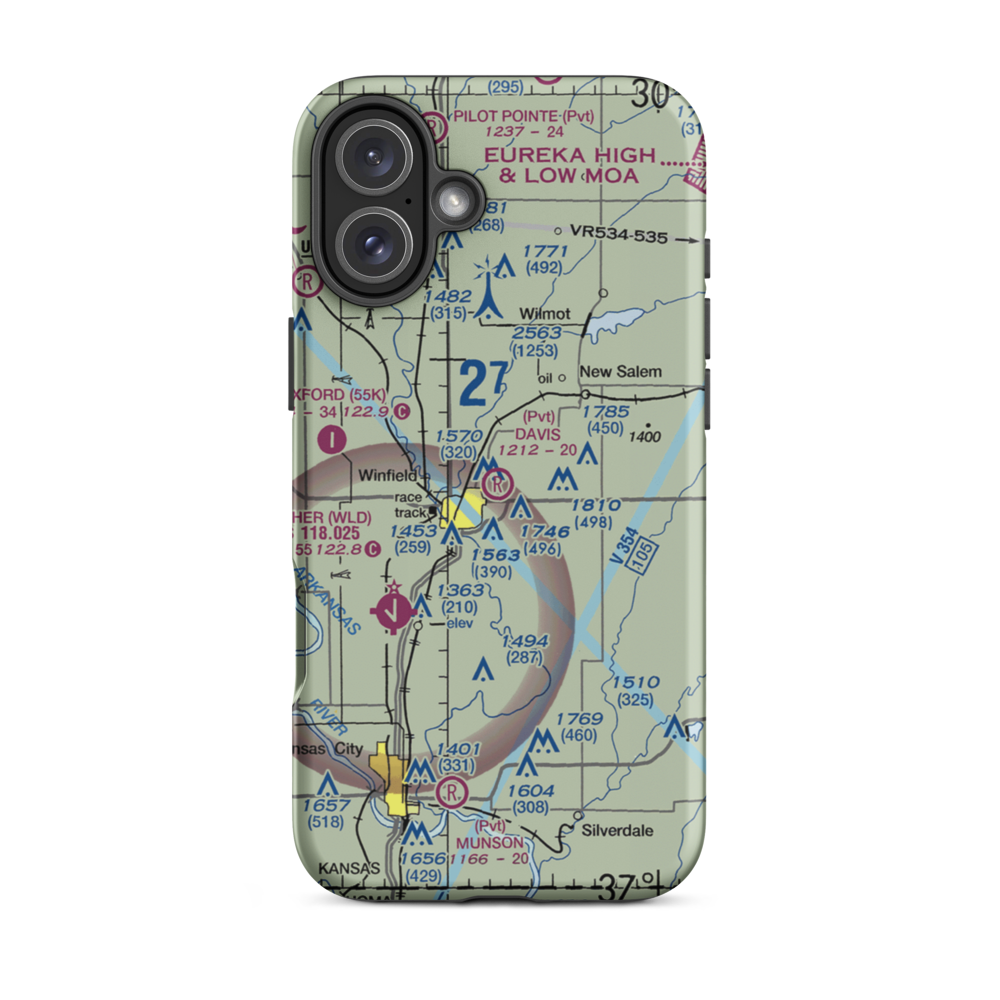 Davis Field (2KS4) VFR Sectional  Tough iPhone Case iPhone 16 Plus model shown