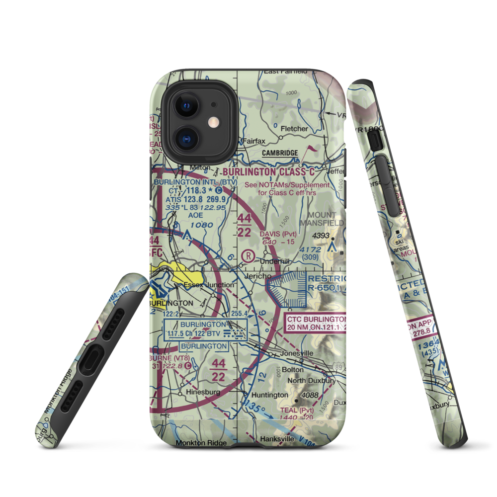 Davis Private Airport (VT45) VFR Sectional  Tough iPhone Case iPhone 11 model shown
