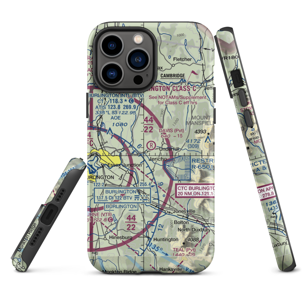 Davis Private Airport (VT45) VFR Sectional  Tough iPhone Case iPhone 13 Pro Max model shown