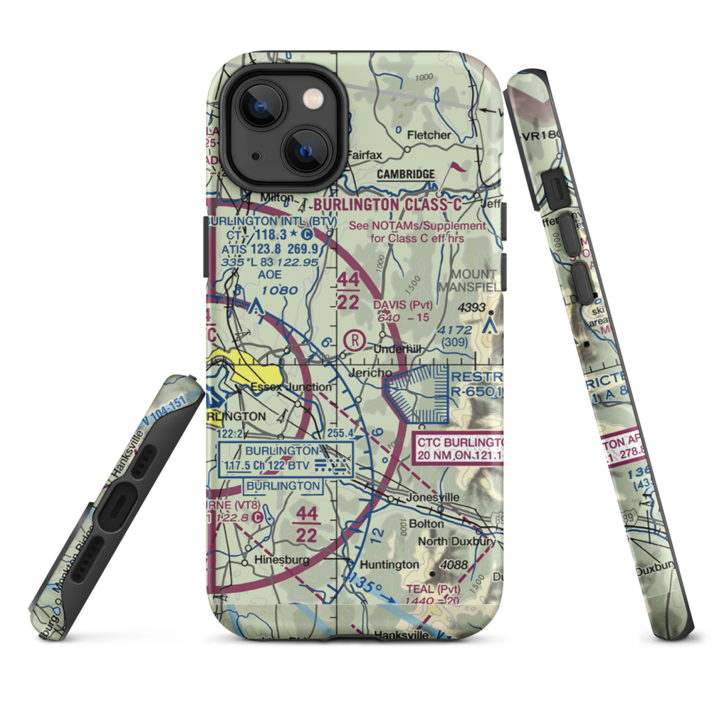 Davis Private Airport (VT45) VFR Sectional  Tough iPhone Case iPhone 14 Plus model shown