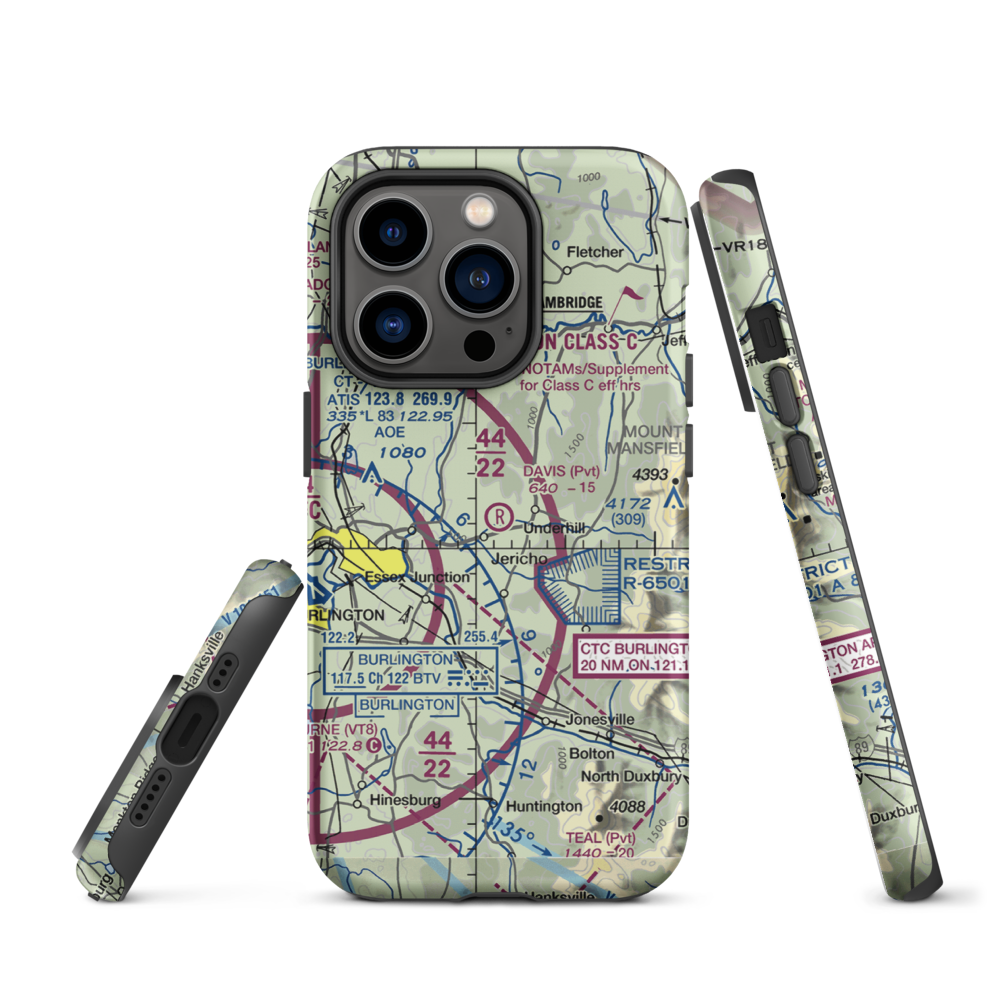 Davis Private Airport (VT45) VFR Sectional  Tough iPhone Case iPhone 14 Pro model shown