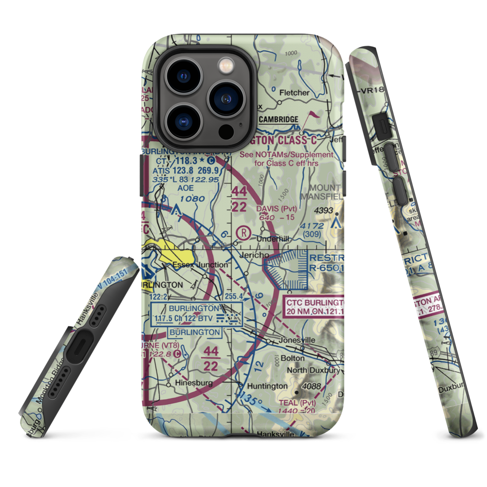 Davis Private Airport (VT45) VFR Sectional  Tough iPhone Case iPhone 14 Pro Max model shown