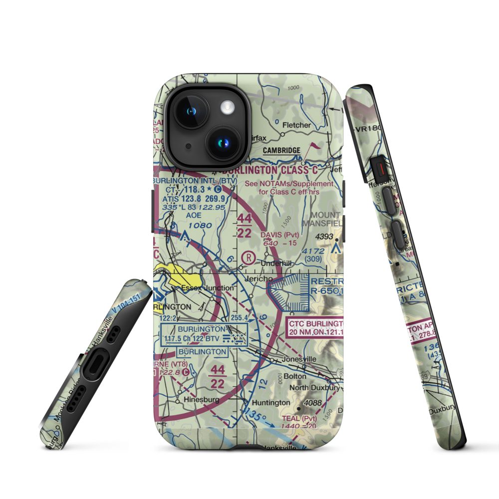 Davis Private Airport (VT45) VFR Sectional  Tough iPhone Case iPhone 15 model shown
