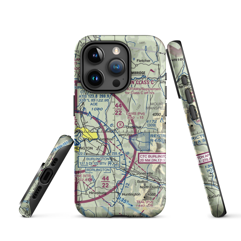 Davis Private Airport (VT45) VFR Sectional  Tough iPhone Case iPhone 15 Pro model shown