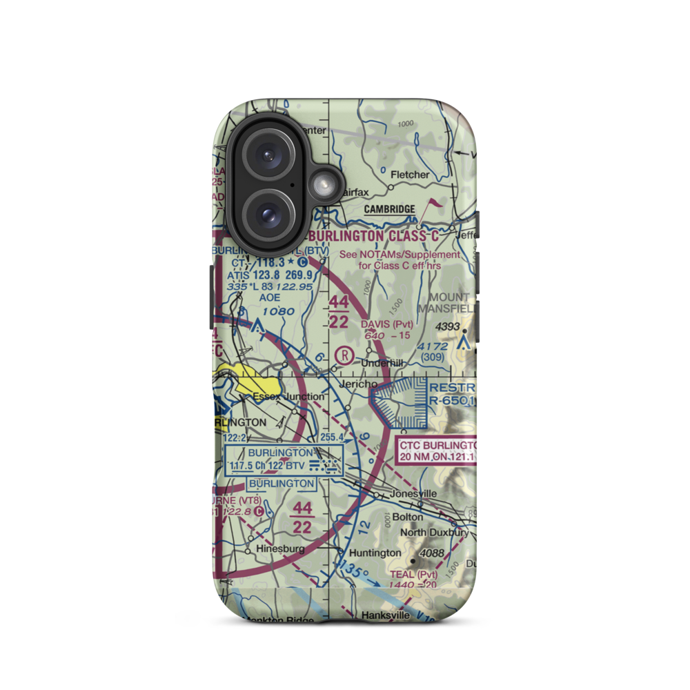 Davis Private Airport (VT45) VFR Sectional  Tough iPhone Case iPhone 16 model shown