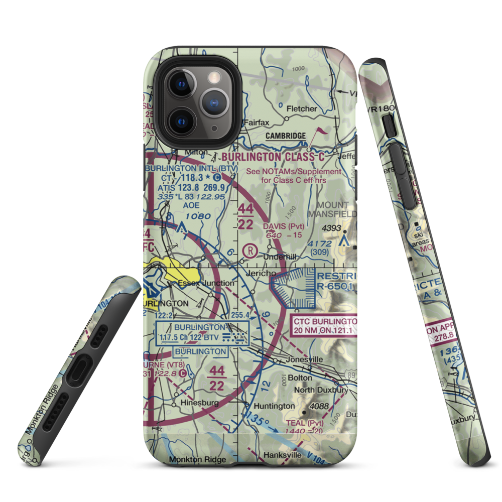 Davis Private Airport (VT45) VFR Sectional  Tough iPhone Case iPhone 11 Pro Max model shown