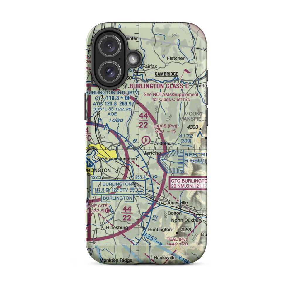 Davis Private Airport (VT45) VFR Sectional  Tough iPhone Case iPhone 16 Plus model shown